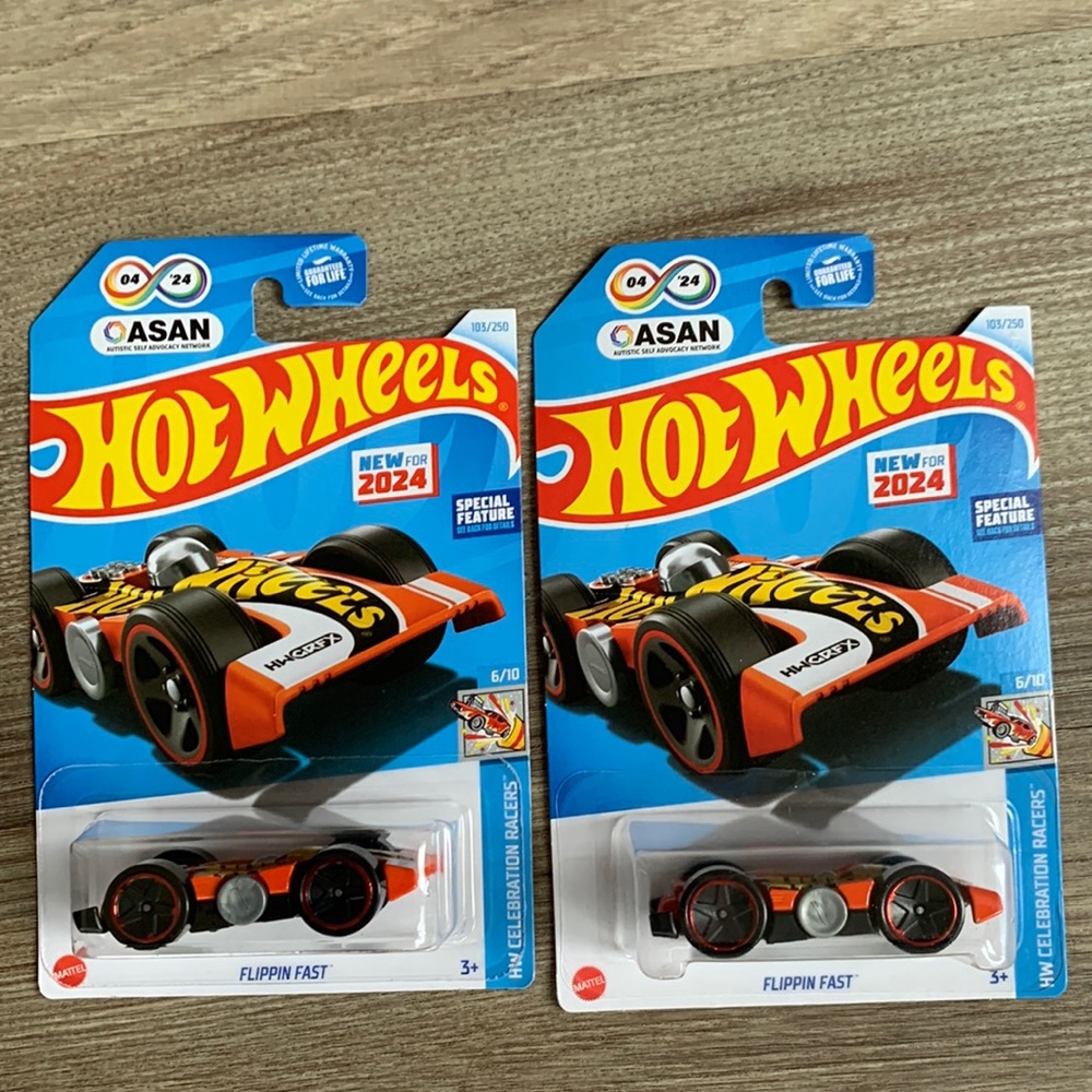 2 Hot Wheels Flippin Fast Fidget Spinner Racing Race Car Hotwheels 🆕 2024 ASAN